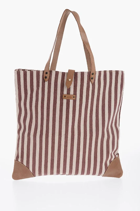 Afar Striped Cotton Tote Bag With Leather Details