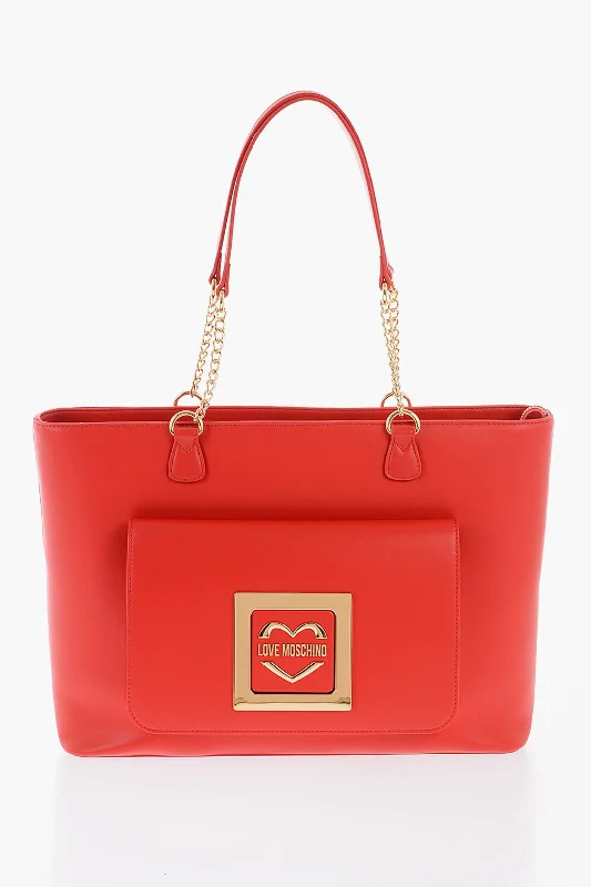 Moschino Love Faux Leather Tote Bag With Golden Details