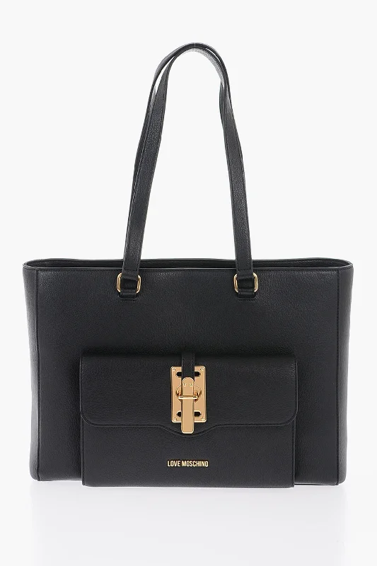 Moschino Love Faux Leather Tote Bag With Golden Details