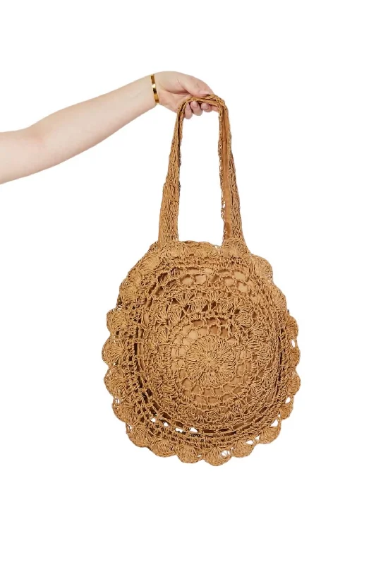 Women's Brunch Time Straw Rattan Handbag In Caramel