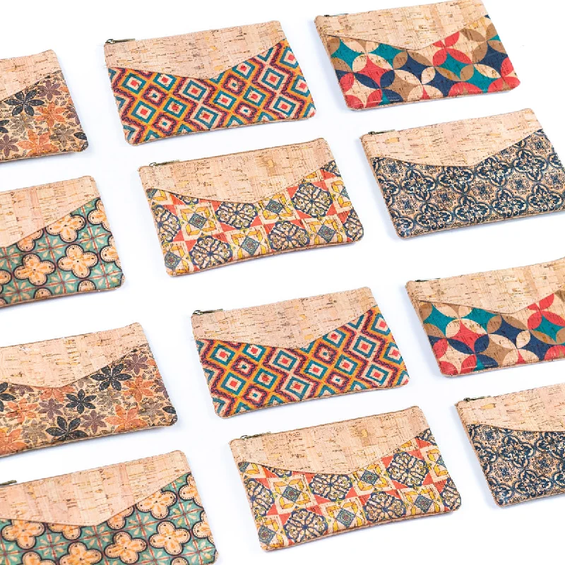 (5units）Pack of 5 Printed Cork Purses BAGD-292