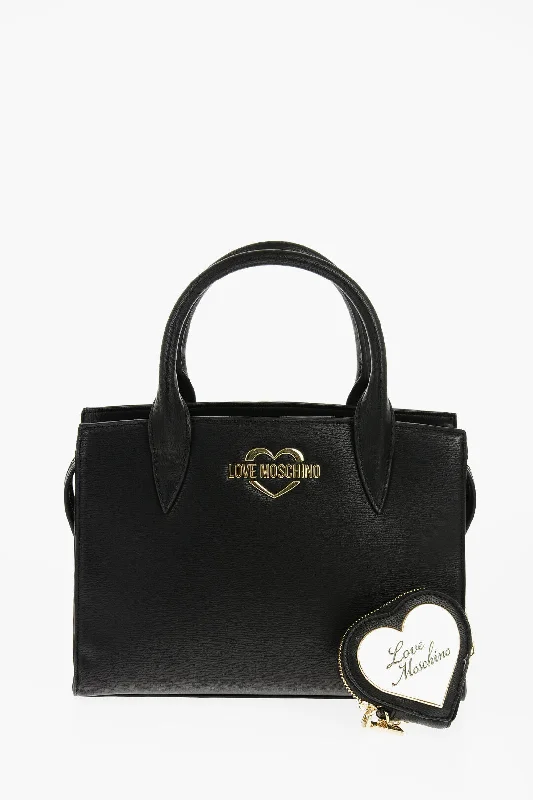 Moschino Love Solid Color Tote Bag With Golden Logo