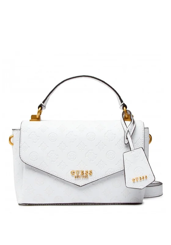 Guess Zanelle 4G Peony Embossed Shoulder Bag, White