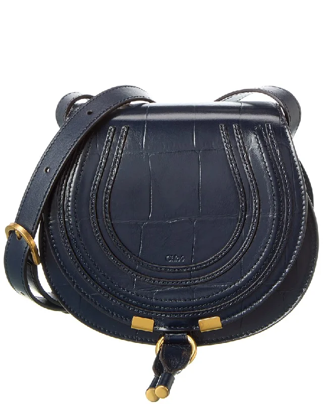 Chloé Marcie Small Embossed Leather Saddle Bag