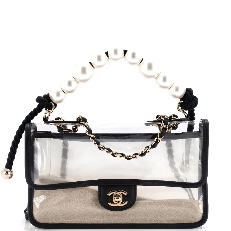 Sand By The Sea Pearl Flap Bag PVC with Lambskin Medium