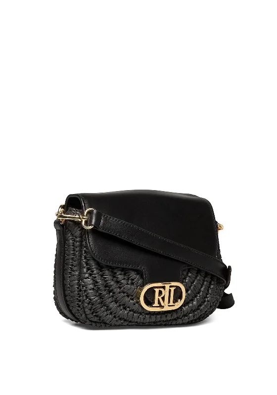 Ralph Lauren Addie Straw Crossbody Bag, Black