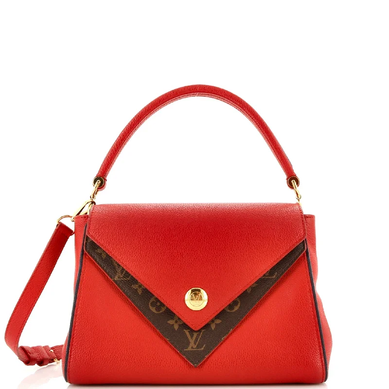 Double V Handbag Calfskin with Monogram Canvas