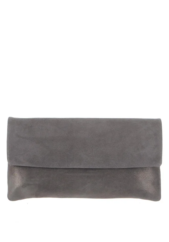 Le Babe Suede Shimmer Clutch Bag, Grey