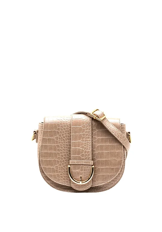 Zen Collection Crocodile Print Crossbody Bag, Taupe