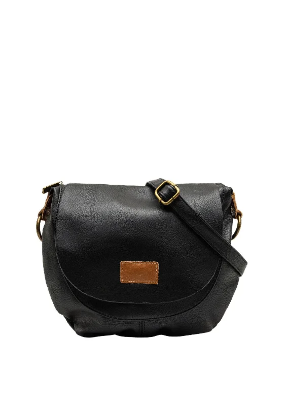 Zen Collection Flap Satchel Small Crossbody Bag, Black