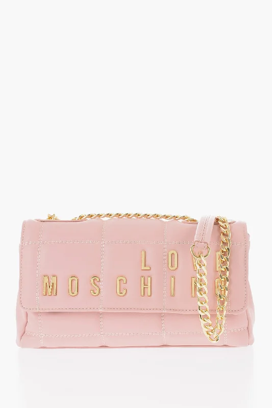 Moschino Love Quilted Faux Leather Bag With Chain Shoulder Strap