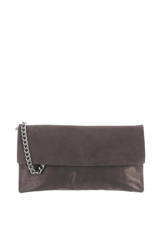 Le Babe Suede Shimmer Clutch Bag, Grey