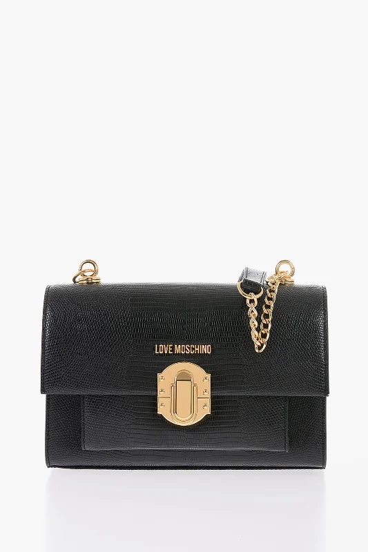 Moschino Love Faux Leather Shoulder Bag With Metal Magnetic Closure