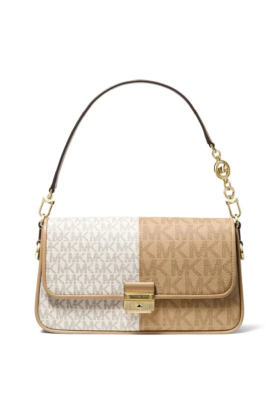 MICHAEL Michael Kors Bradshaw Logo Convertible Duo Tone Shoulder Bag, Vanilla Multi