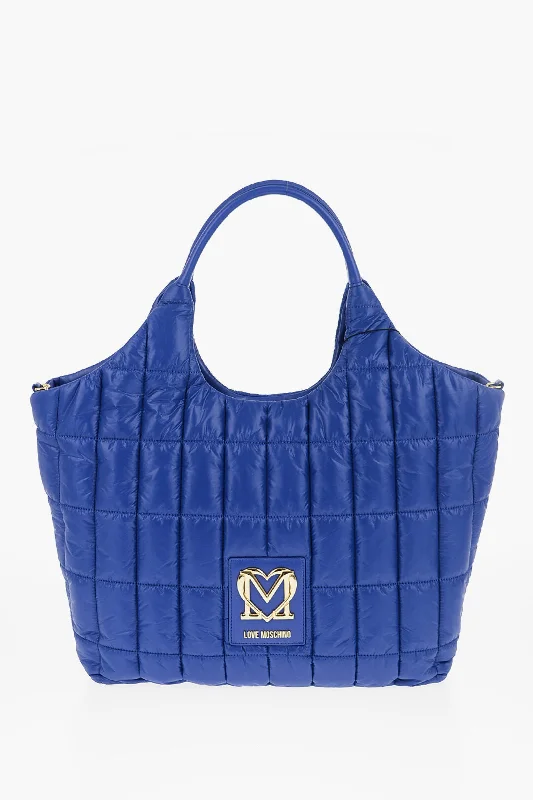 Moschino Love Quilted Nylon Tote Bag With Faux Leather Trims