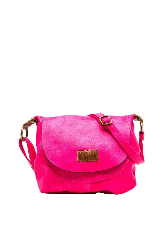 Zen Collection Flap Satchel Small Crossbody Bag, Fuchsia