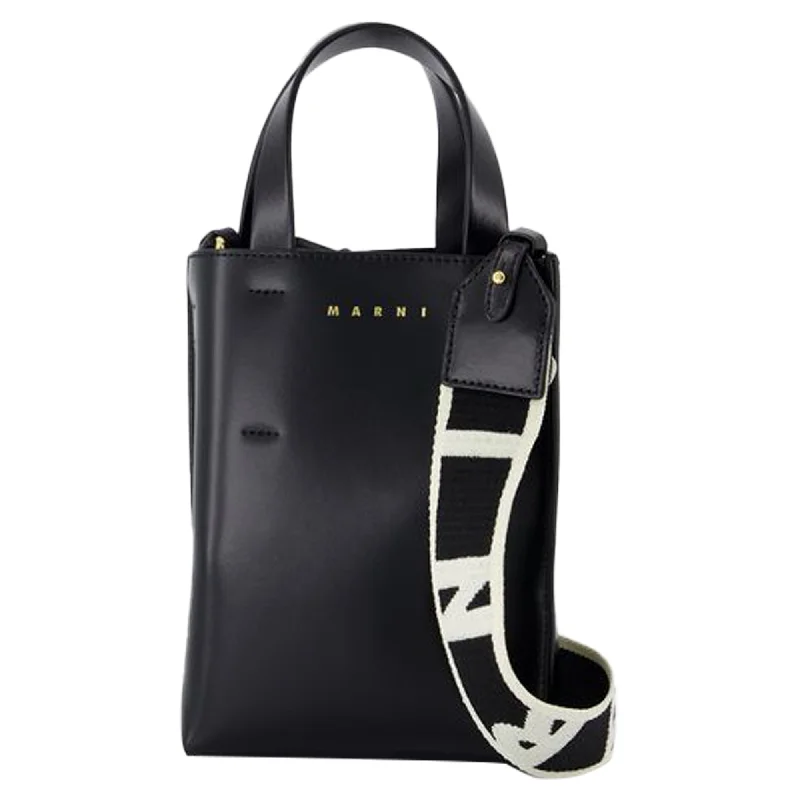 Museo Nano Shopper Bag - Marni - Leather - Black