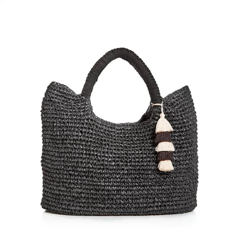 Women's Porter Medium Straw Tote Bag In Black