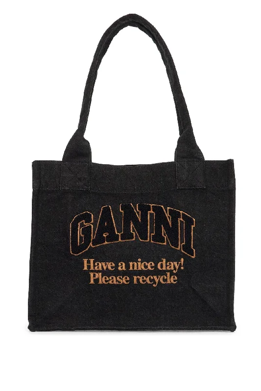 Ganni Large Denim Easy Shopper Tote