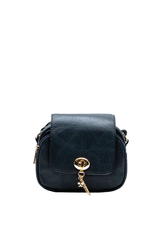 Zen Collection Charm Twist Lock Mini Crossbody Bag, Navy