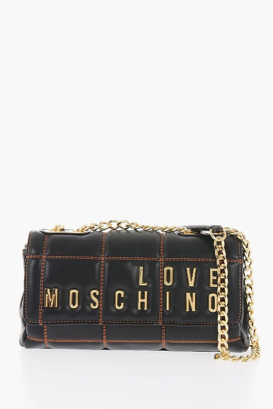 Moschino Love Quilted Faux Leather Bag With Chain Shoulder Strap