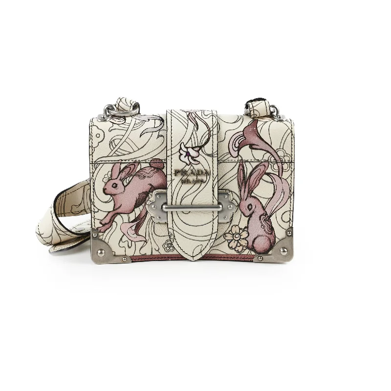 Prada Glace Rabbit-Print Calf Crossbody Bag