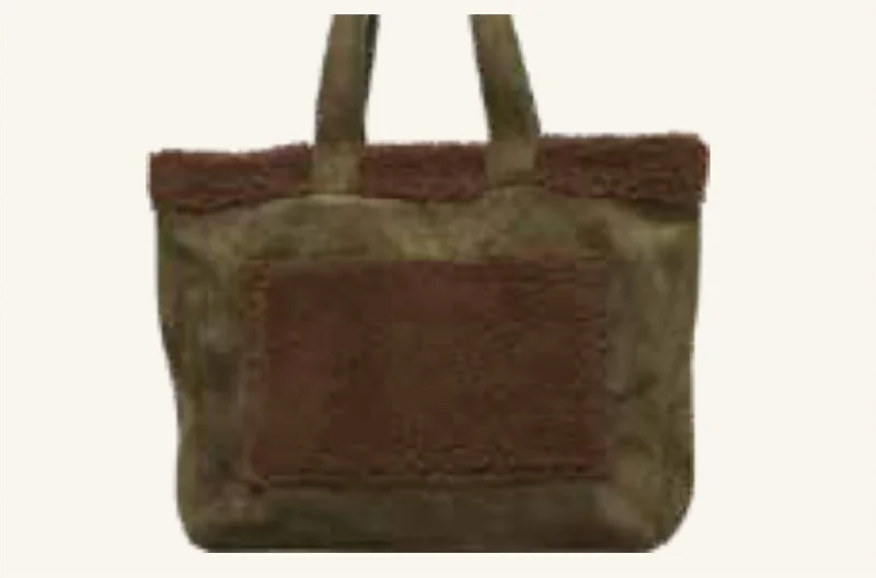 Corsa Nappa Shopper With Shearling Trim Bag In Brown