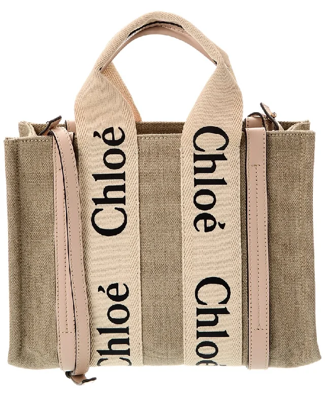 Chloé Woody Small Canvas & Leather Tote