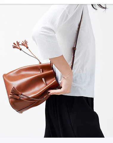 Genuine Leather bucket bag shoulder bag for women leather crossbody bag