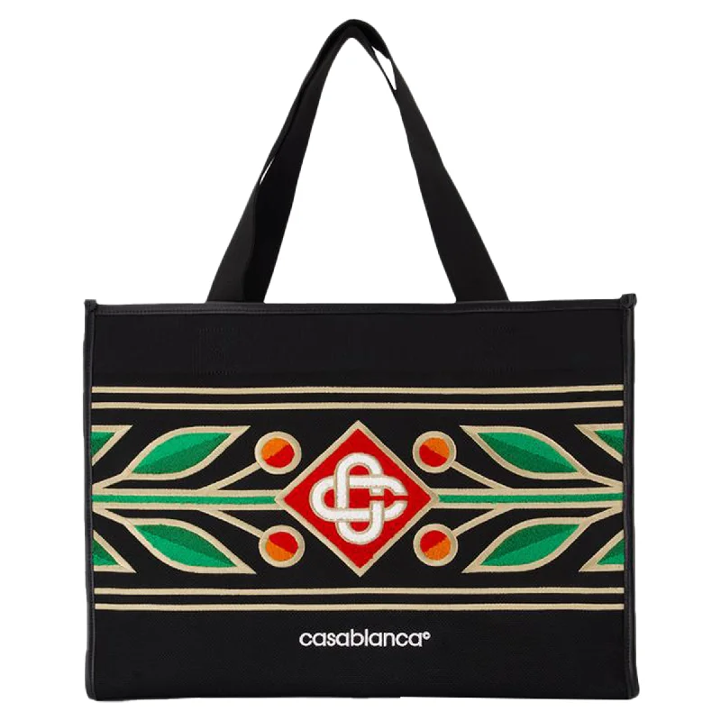 Embroidered Knit Shopper Bag - Casablanca - Knit - Black