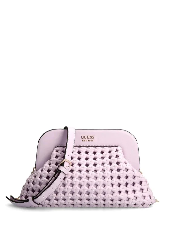 Guess Sicilia Braided Clutch Bag, Lilac