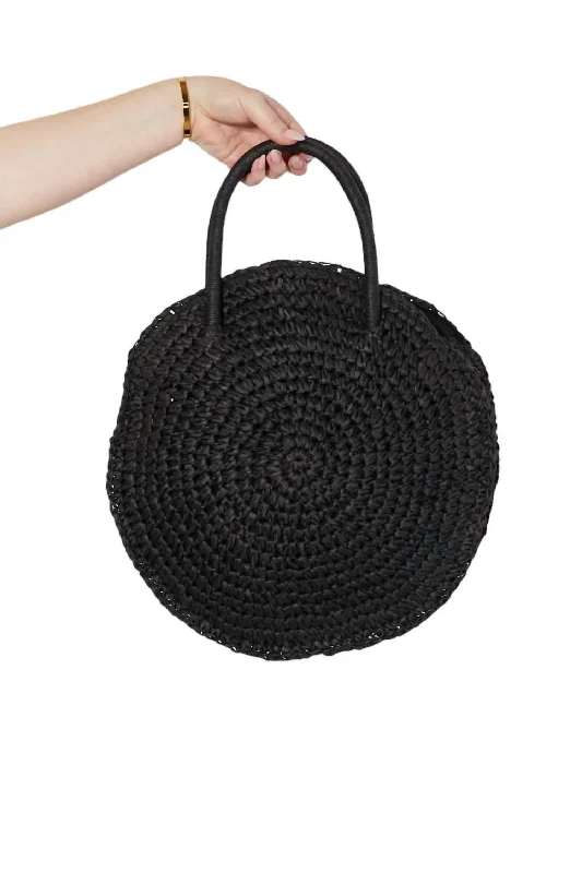 Women's Beach Date Straw Rattan Handbag In Black