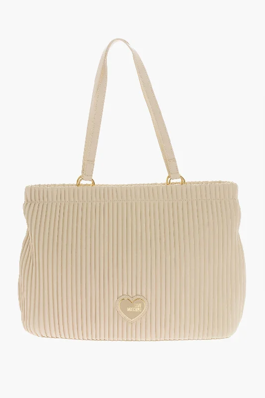 Moschino Love Pleated Faux Leather Tote Bag