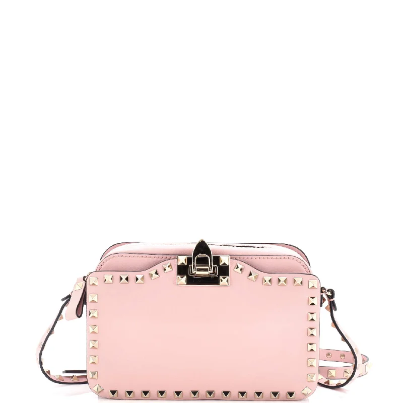 Rockstud Flip Lock Camera Crossbody Bag Leather