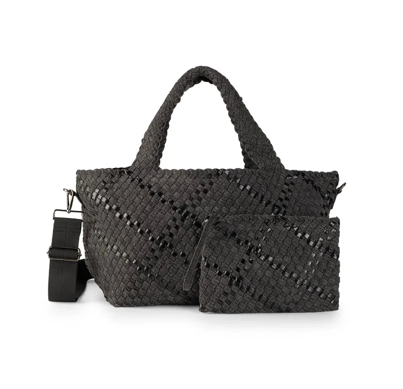 Women's Bobbi Woven Tote Bag In Edge - Black Denim