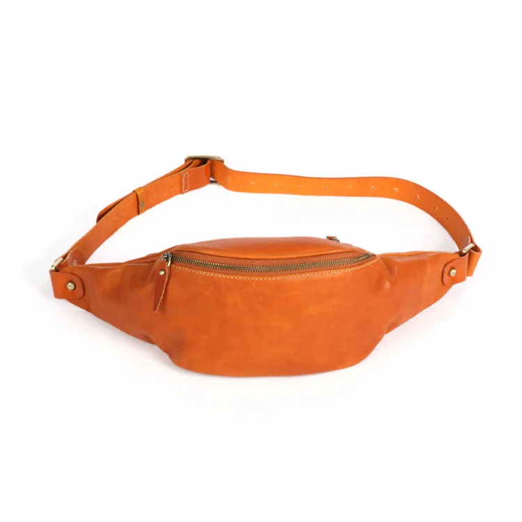 Vintage Women's Crossbody Chest Bag Leather Waist Bag For Women