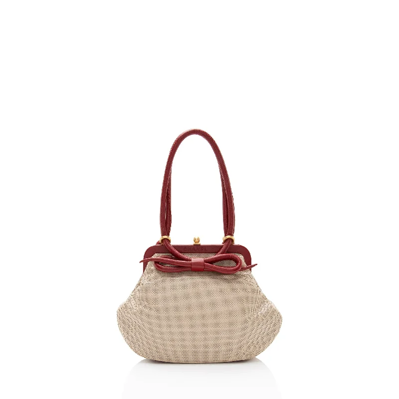 Chanel Vintage Perforated Leather Kiss Lock Shoulder Bag