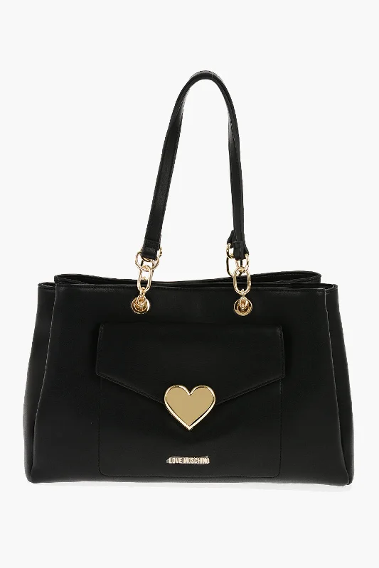 Moschino Love Faux Leather Tote Bag With Golden Logo