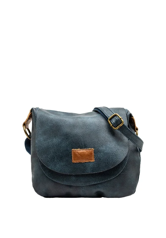 Zen Collection Flap Satchel Small Crossbody Bag, Dark Blue