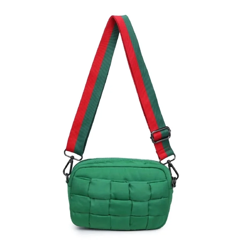 Women's Woven Crossbody Bag In Kelly Green