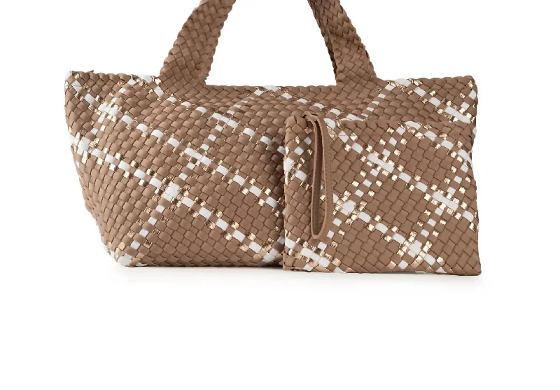 Women's Bobbi Woven Tote Bag In Latte/rose Gold