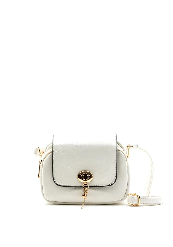 Zen Collection Turn-Lock Crossbody Bag, White