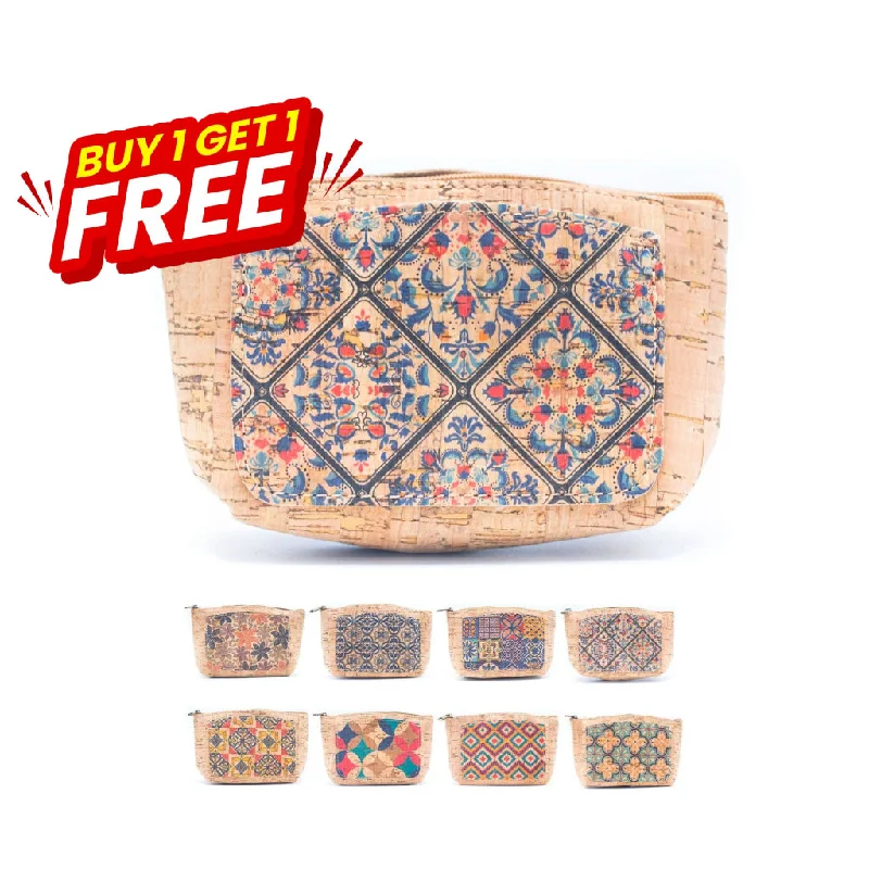 BUY 1 GET 1 FREE: Women's pattern cork coin purse card wallet BAG-047 (5units)