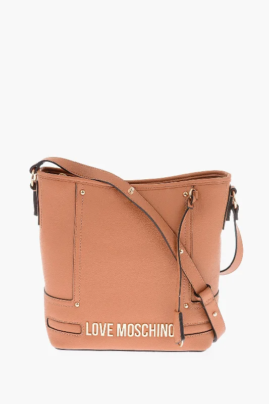 Moschino Love Golden Details Faux Leather Crossbody Bag