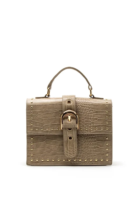 Zen Collection Small Studded Shoulder Bag, Taupe