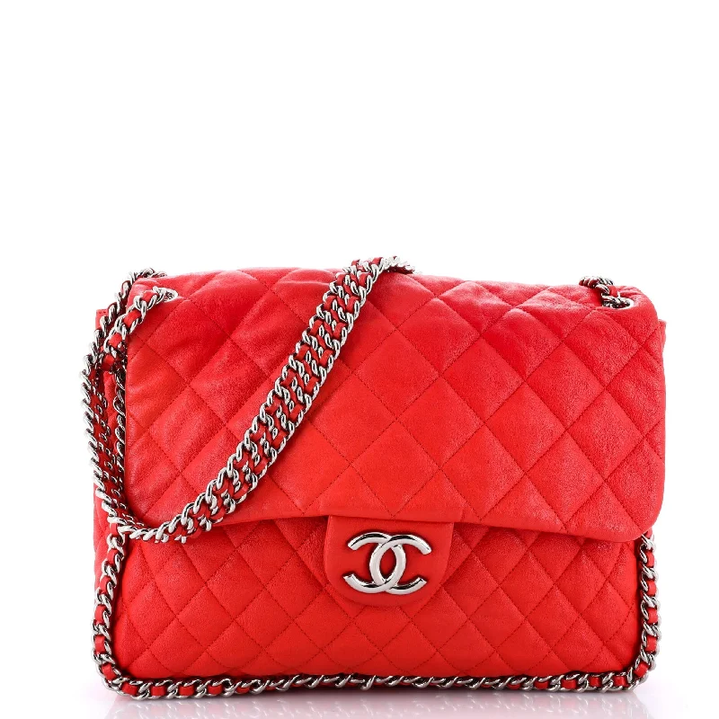 Chain Around Flap Bag Quilted Leather Maxi