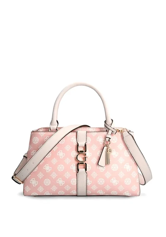 Guess Briana 4G Logo Peony Satchel Bag, Pink