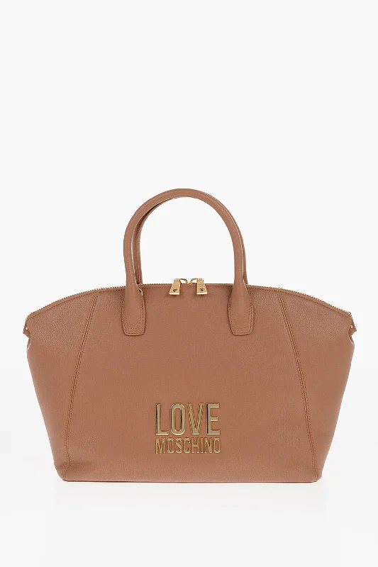 Moschino Love Faux Leather Tote Bag With Golden Logo