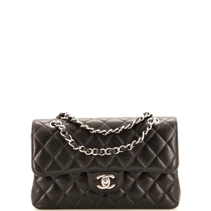 Classic Double Flap Bag Quilted Caviar Small