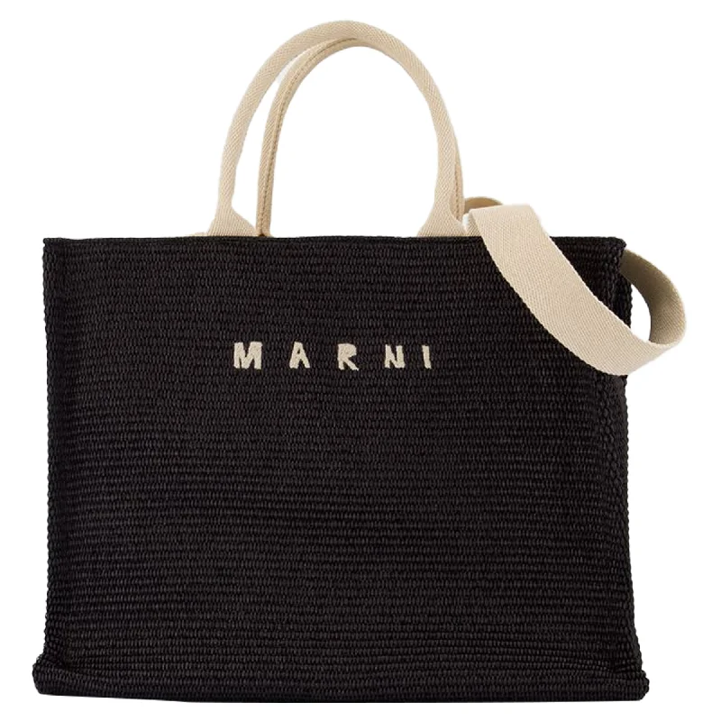 Large Shopper Bag - Marni - Cotton - Black